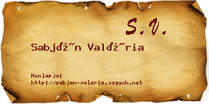 Sabján Valéria névjegykártya